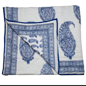 Cotton Kantha Quilt – Indian Traditional Floral <b>Bedspread</b> with Hand Block Print, Quilted Coverlet for Twin 60×90 & King 90×108 - Product Image 2