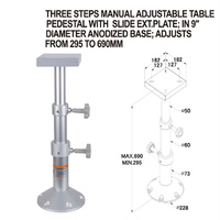Pied de table réglable en aluminium à deux niveaux, base de montage 295-690 mm, 11,6-27,2 pouces, pour bateau marin, camping-car P3