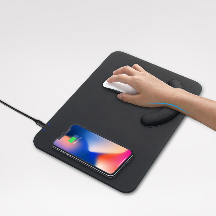 Беспроводное зарядное устройство QI для мобильного телефона, 5 В/9 В, коврик для мыши с быстрой зарядкой, коврик для мыши из искусственной кожи для iPhone X/8Plus, для Samsung s10 S9