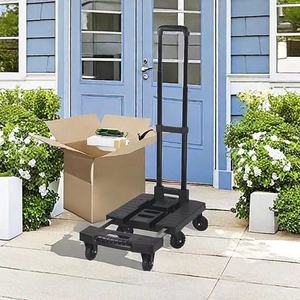Chariot <span class=keywords><strong>à</strong></span> plateforme pour bagages robuste de 150 kg avec poignée réglable, chariot <span class=keywords><strong>à</strong></span> main pliable avec roue de réservoir de 3,2 pouces pour utilisation au bureau - Product Image 6