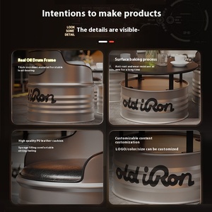 Juego de sillas de café de metal industrial, mesa de <span class=keywords><strong>Bar</strong></span> de locomotora y asiento de cabina de descanso para juegos de restaurante de negociación de tarjetas - Product Image 5