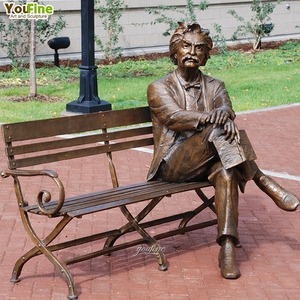 YOUFINE High Quality Famous Figure Customized Life Size Bronze Albert Einstein Sculpture Man On Bench - Product Image 1