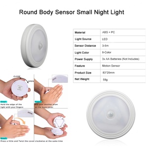 EGH Wireless Round Motion Sensor LED Night Light Battery Powered <b>Cabinet</b> Lamp <b>Bedside</b> Lights for Bedroom Home Closet Lighting - Product Image 5