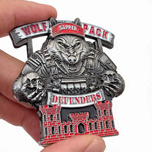 Monete Commemorative Personalizzate in Metallo con Incisione 3D Lupo, Monete d'Onore delle <span class=keywords><strong>Forze</strong></span> Speciali USA, Placcate Argento Anticato, Souvenir - Product Image 2