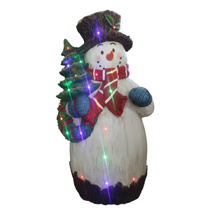 Christmas Snowman Holding <b>Tree</b> with <b>LED</b> <b>Lights</b> - Product Image 1