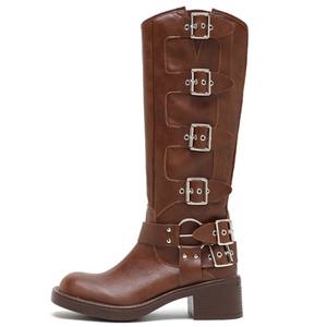 Botas Altas de Mujer Retro de Moda de Alta Calidad 2026 - Botas Versátiles Casuales de Color Puro Estilo Motociclista - Product Image 1
