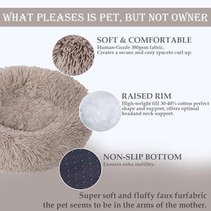 Canapé-lit pour animaux de compagnie en peluche moelleuse à motif uni pour chiens et chats, en fausse fourrure de coton, amovible, lavable, luxueux, chaud et confortable, pour petits animaux - Product Image 3