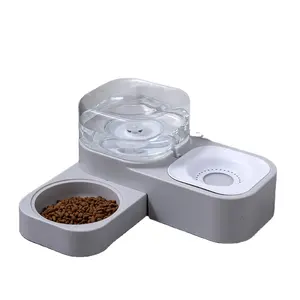 Rotating Auto Plastic 3 in 1 Double Bowl Square Drinker Water Dispenser Pet Feeder