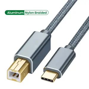 Câble d'imprimante OEM type C vers USB B 2.0 Cordon d'imprimante tressé pour Canon Epson HP Samsung Cord Scanner Câble d'imprimante USB