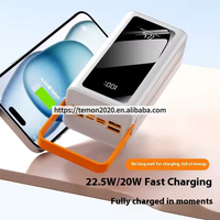 Power Bank portabel 22.5W, pengisian cepat, 60000mAh dengan 2 kabel lampu berkemah, Power Bank portabel OEM disesuaikan