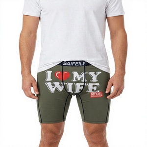 Calzoncillos Boxer Estampados para Hombre, con la Frase 'I Love My Wife', Cintura Media, Color Verde Oliva, Transpirables, de Spandex - Product Image 1