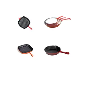 工場ホームキッチンエナメルコーティング鋳鉄ノンスティック調理鍋とフライパン調理器具セットキャセロールスープ鍋フライパン