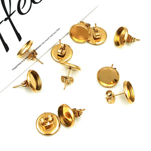 Fashion Gold Stainless Steel Welding Needle Gem Disk Earring Studs <strong>Plug</strong> Base for DIY Handmade Ear Accessories - Product Image 1