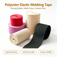 Rouleau de ruban élastique en polyester, bande élastique tricotée multicolore pour vêtements, textiles de maison, couture médicale, vente en gros