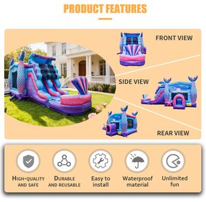 Outdoor Inflatable Castles <strong>Mermaid</strong> Bouncy Combo Air Bounce <strong>House</strong> With Slide for Kids - Product Image 5