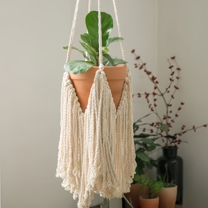 Panier suspendu <span class=keywords><strong>en</strong></span> <span class=keywords><strong>corde</strong></span> <span class=keywords><strong>de</strong></span> coton, écologique, fait à la main, décoration murale, <span class=keywords><strong>porte</strong></span>-<span class=keywords><strong>pot</strong></span> <span class=keywords><strong>de</strong></span> fleurs, durable, forme personnalisée - Product Image 3