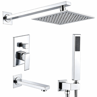 Ensemble de robinetterie de douche encastrée multifonction pour baignoire, avec douchette à main, pommeau de douche cascade et fonction pluie