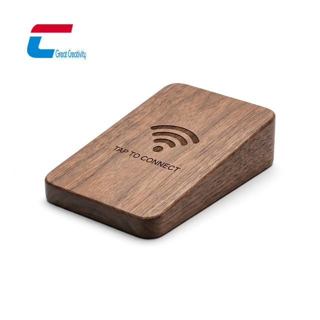 Custom Engraved Wooden NFC Tag Reusable Tap to Connect WiFi Sharing for Guest Rooms