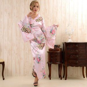 Ventes chaudes 2024, vêtements de nuit pour femmes, style <span class=keywords><strong>japonais</strong></span> traditionnel, <span class=keywords><strong>kimono</strong></span> en satin, pyjama long - Product Image 3