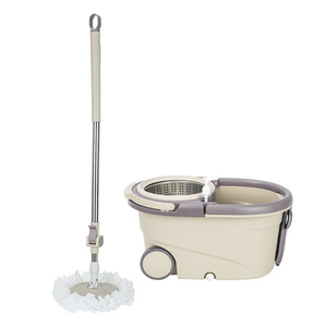 Más Vendido: Juego de Fregonas Giratorias de Doble Cabezal con Cubo, para una Vida Más Sencilla, con Mango Plano Giratorio 360 Grados, Cesto de Plástico y Fregona para Agua Limpia - Product Image 1