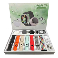 Montre connectée OEM D99plus AMOLED IP67, coffret cadeau, répondre aux appels, boussole, mini haut-parleur, écouteurs sans fil, 7 bracelets, suivi d'activité