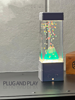 Cube minuteur liquide en acrylique avec effets lumineux multicolores vibrants