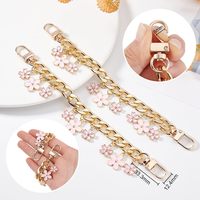 Chaîne d'extension de sac DIY avec breloques pendentifs en émail (fleur, cœur, cerise) et mousqueton pivotant pour sac à main, sac bandoulière