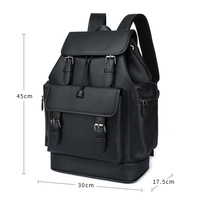 Ransel Tekstur PU Uniseks yang Dapat Diperluas, Desain Tali Serut Vintage untuk Pria Wanita, Perjalanan Sehari-hari