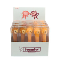 3D personaje de dibujos animados forma lindos niños silicona animal cabeza tapa neutral bolígrafo escritura gel pluma