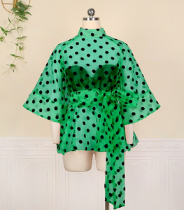 <span class=keywords><strong>Mezza</strong></span> svasata maniche a pois da <span class=keywords><strong>donna</strong></span> <span class=keywords><strong>camicia</strong></span> da spiaggia Plus Size - Product Image 6