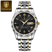 POEDAGAR 615 Montres pour hommes Business Top Marque Montre-bracelet pour homme Étanche Lumineux Date Semaine Quartz Montre pour homme de haute qualité