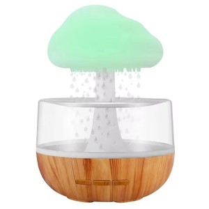 Holzmaserung Wasser tropfen ätherisches Öl Diffusor Dekompression Wolke Regen Ultraschall Luftbe feuchter mit 7 Farben Nachtlicht - Product Image 6
