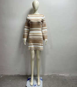 STOCK 6 Farben <span class=keywords><strong>Open</strong></span> <span class=keywords><strong>Back</strong></span> Frauen Kleid Strick Langarm Kleid Strand Outfits - Product Image 5