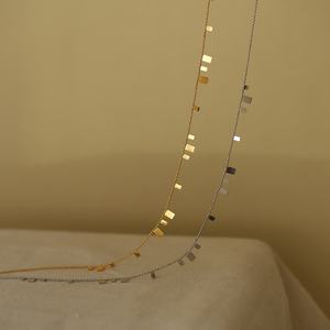 Collares Geométricos Lisos, Chapados en Oro de 18K, Acero Inoxidable Espejo, Colgante Rectangular con Corte Láser, Cadena, Joyería de Moda - Product Image 2