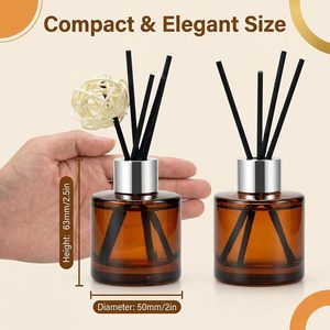 Custom 50ml 100ml 150ml 200ml Amber Clear Reed Diffuser Bottle Glass Aromatherapy Reed Diffuser Bottle <b>Set</b> With Box - Product Image 2