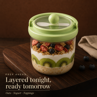 Bol à yaourt portable avec couvercle et cuillère, tasse transparente pour petit-déjeuner, salade de fruits, dessert, soupe sucrée, céréales, collation, récipient pour repas