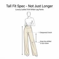 Extra lange, hochtaillierte, gerippte Strickhose mit weitem Bein für große Frauen, 36 Zoll Beinlänge, Loungewear, kundenspezifische OEM-Fertigung