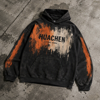 Sweat à capuche surdimensionné personnalisé pour homme, 460 GSM, en molleton bouclette 100 % coton, épais, à épaules tombantes, imprimé DTG peint à la main, fabrication OEM