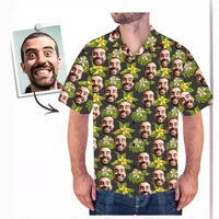Chemise Hawaïenne Personnalisée avec Photo, Boutons, Manches Courtes, Tropicale, Amusante, Été, Anti-humidité, pour Hommes, Anniversaire