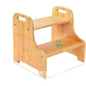 Taburete Infantil de Madera Color Natural para Niños de 2 a 6 Años, Taburete Elevador para Baño y Lavabo - Product Image 5