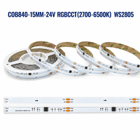 Tira de Luces LED COB Direccionables RGBW, FCOB SPI RGBCCT IC RGB, Blanco Ajustable 3000K-6000K, DC24V, 840 LED, RA90