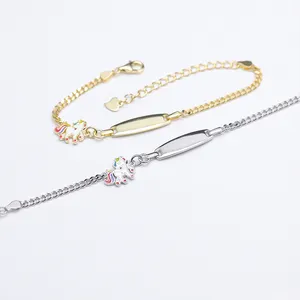Custom LOGO animal cute enamel rainbow Horse bracelet chain link girl adjustable sterling silver 925