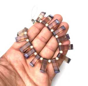 Piedras preciosas de fluorita marrón de 1 hebra de alta calidad, forma de rectángulo facetado, hermosas cuentas de Brioletet para la fabricación de joyas - Product Image 6