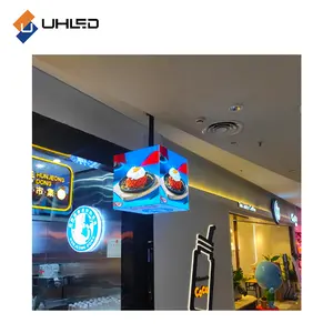 UHLED شاشة عرض P3 Cube LED شعبية بأربع جوانب لافتات رقمية مخصصة صناعة جانبية لمشغل الإعلانات وسائط الفيديو شاشة Cube