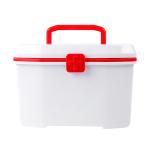 Botiquín de Primeros Auxilios de Dos Capas para el Hogar, Caja de Almacenamiento de Medicamentos de Plástico PP con Técnica de Inyección, Gabinete Rectangular para Uso Doméstico - Product Image 1