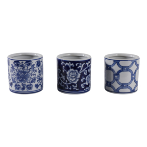 Organizer da Scrivania Cilindrico in Ceramica, Design Floreale Tradizionale Blu e Bianco, Contenitore Decorativo per Casa e Ufficio - Product Image 4