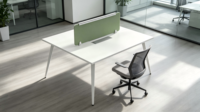 Meubles de bureau modernes, poste de travail partagé pour 2 personnes avec écran en tissu, gestion des câbles et structure en acier
