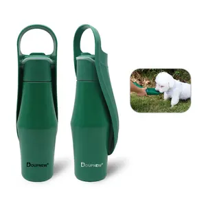 Botella de agua portátil para perros, botella de acero inoxidable para mascotas, botella de agua portátil de Metal para perros para caminar