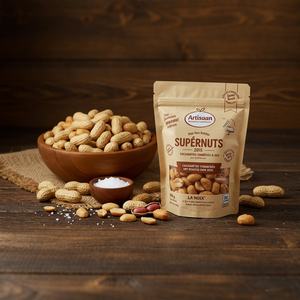 ถุงมายลาร์แบบตั้งได้สำหรับบรรจุภัณฑ์ถั่วลิสงแบบกำหนดเอง ถุงแบบด้านสำหรับขนมขบเคี้ยวรสเค็ม ขายส่งจำนวนมาก - Product Image 1