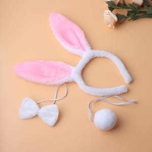 Hot bán lễ hội trang trí Bunny Tai hairband Easter Rabbit Headband Bow và Tail Set - Product Image 1